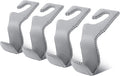 EldHus Seat Hooks for Purses and Bags, 4 Pack Car Purse Holder for Grocery Bag Handbag Clothes, Metal Headrest Hooks Covered by Leather, Grey