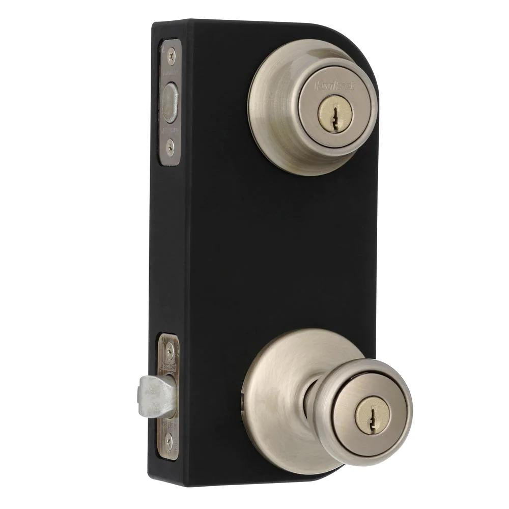 Tylo Antique Brass Exterior Entry Door Knob and Single Cylinder Deadbolt Project Pack