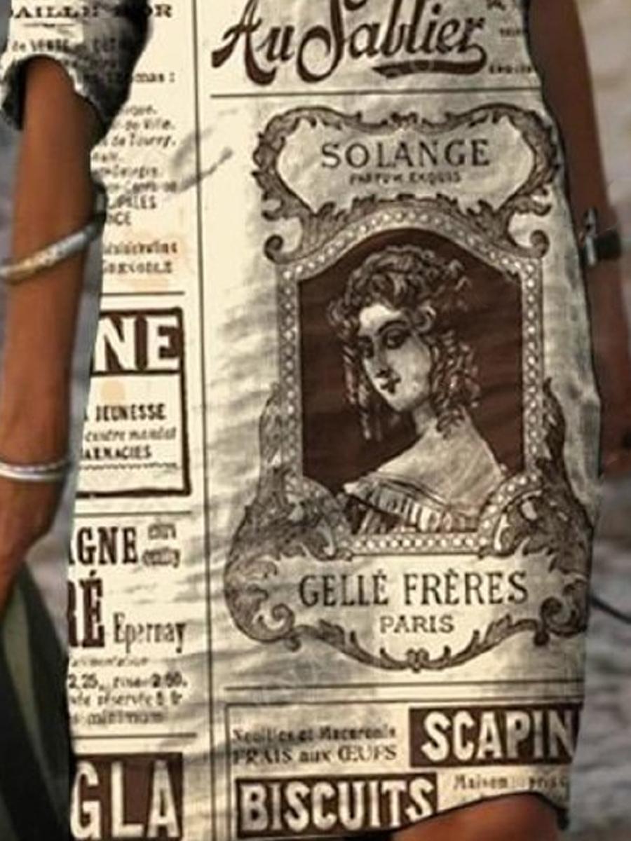 Fashion spaper Print V-neck Dress