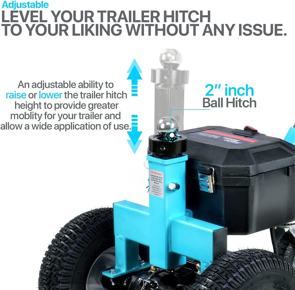 AlphaWorks Trailer Dolly Electric Power 2800LBS Max Trailer Weight, 450LBS Max Tongue Weight, DC 24V 800W 12V 7Ah Powered Heavy Duty Commercial Jack Lever 2" Ball Mount Included