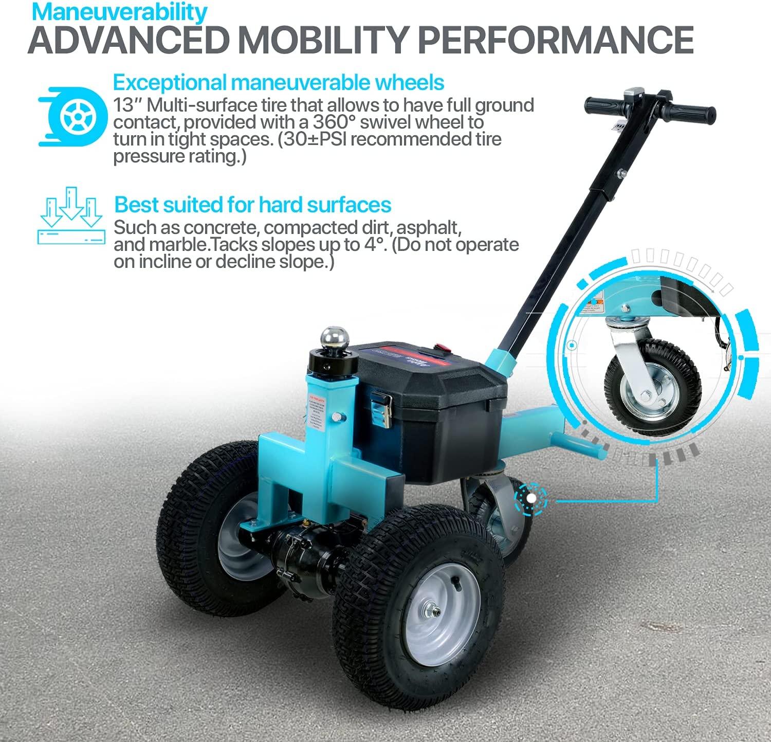 AlphaWorks Trailer Dolly Electric Power 2800LBS Max Trailer Weight, 450LBS Max Tongue Weight, DC 24V 800W 12V 7Ah Powered Heavy Duty Commercial Jack Lever 2" Ball Mount Included