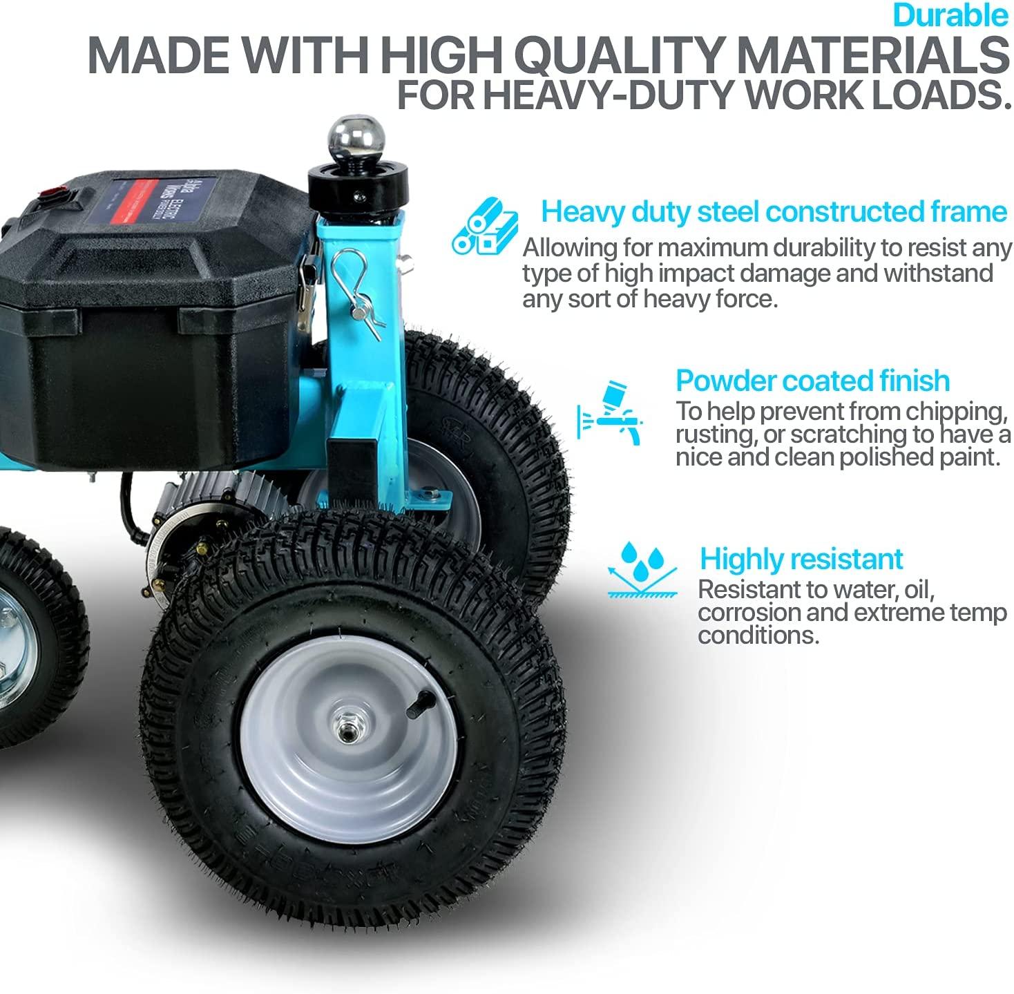 AlphaWorks Trailer Dolly Electric Power 2800LBS Max Trailer Weight, 450LBS Max Tongue Weight, DC 24V 800W 12V 7Ah Powered Heavy Duty Commercial Jack Lever 2" Ball Mount Included