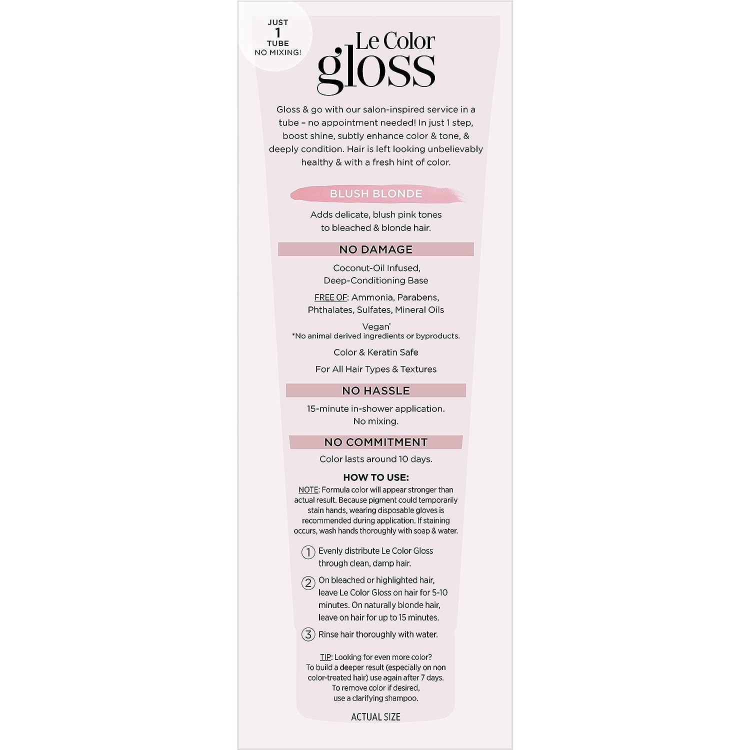 L’Oréal Paris Le Color Gloss One Step In-Shower Toning Hair Gloss, Neutralizes Brass, Conditions &amp; Boosts Shine, Blush Blonde, 4 fl oz
