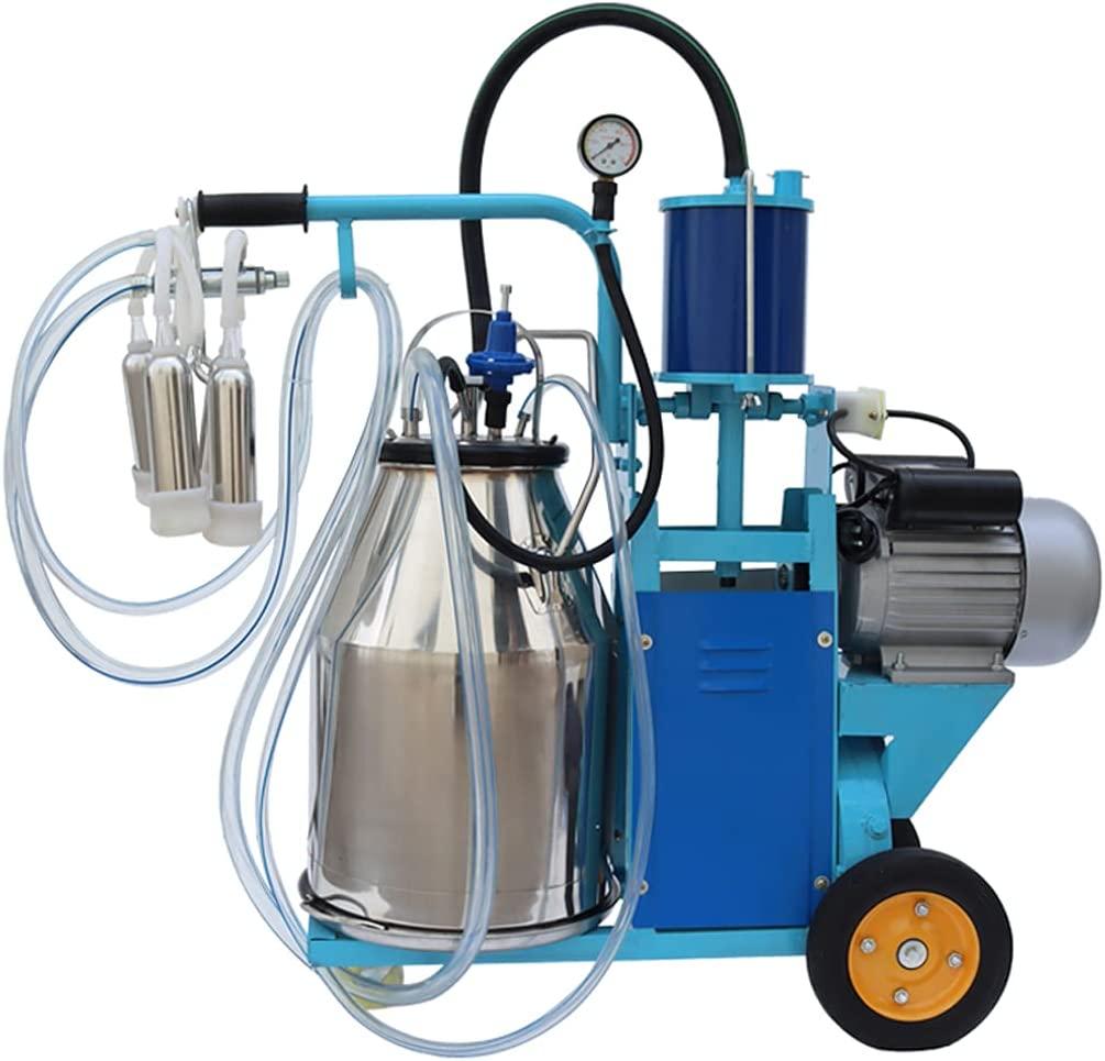 25L 550W Electric Piston Cow and Goat Milker 304  Steel with Regulator and  Steel Milk Claw 110V Farm Suction MilMachine for Cow and Goat