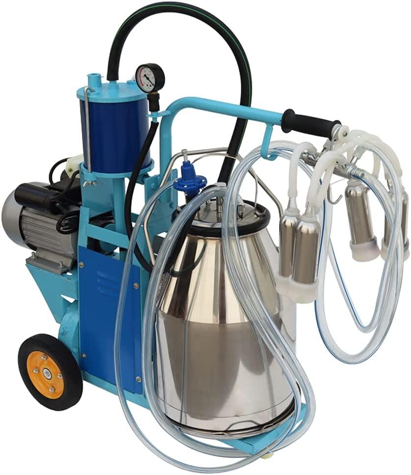 25L 550W Electric Piston Cow and Goat Milker 304  Steel with Regulator and  Steel Milk Claw 110V Farm Suction MilMachine for Cow and Goat