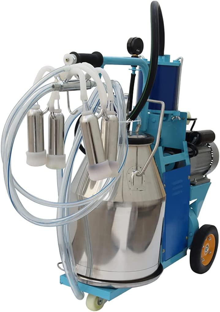 25L 550W Electric Piston Cow and Goat Milker 304  Steel with Regulator and  Steel Milk Claw 110V Farm Suction MilMachine for Cow and Goat