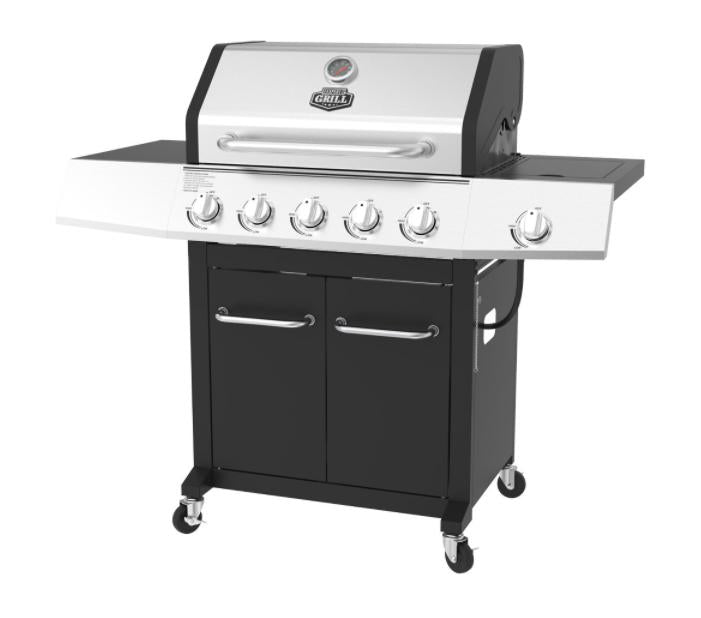 5-Burner Propane Gas Grill with Side Burner Wheels BBQ Outdoor