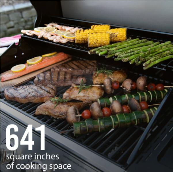 5-Burner Propane Gas Grill with Side Burner Wheels BBQ Outdoor
