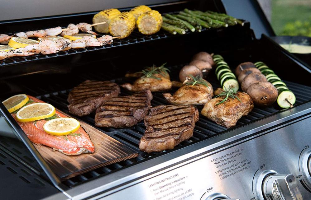 5-Burner Propane Gas Grill with Side Burner Wheels BBQ Outdoor