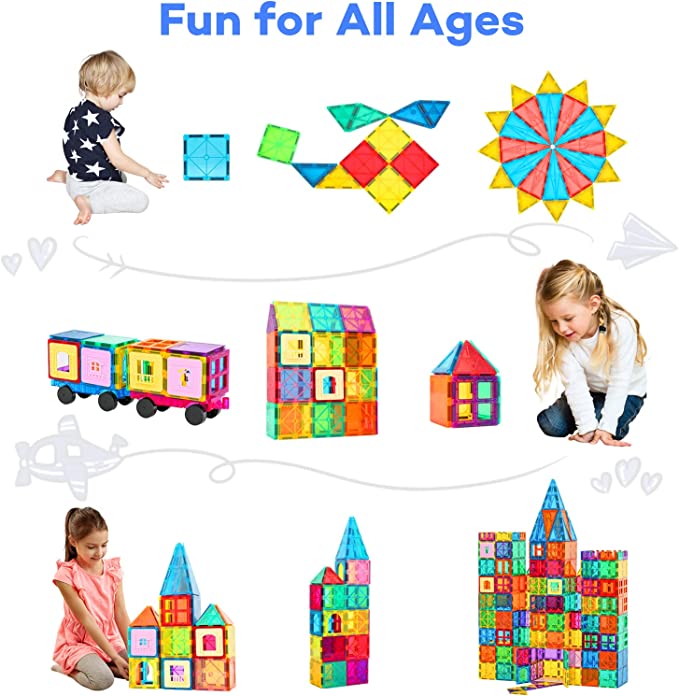 Creative Magnetic Building Blocks Set - 100 Pieces, Preschool STEM Educational Toy, Construction and Stacking Toy for Toddlers