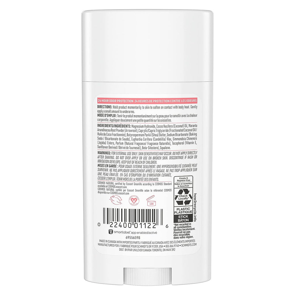 Schmidt's 100% Natural Origin Ingredient Deodorant Stick Cactus Flower &amp; Pear 2 Count for 24-Hour Odor Protection 2.65 oz