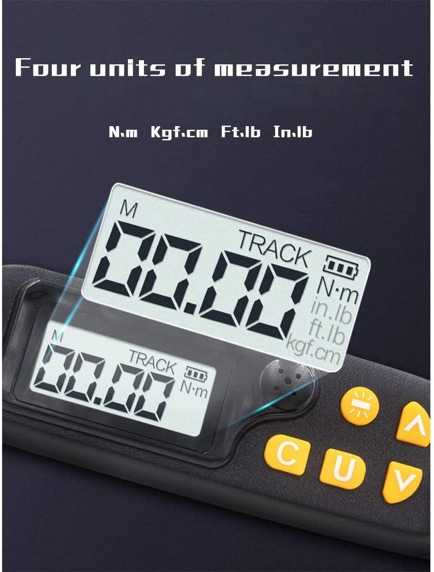 Digital Torque Wrench 1/2, 3/8, 1/4 Inch Drive 4 Units &amp; 2 Modes, Industrial Grade High Precision Torque Wrench