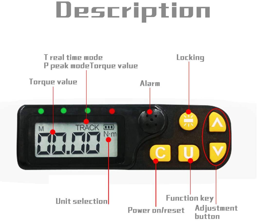 Digital Torque Wrench 1/2, 3/8, 1/4 Inch Drive 4 Units &amp; 2 Modes, Industrial Grade High Precision Torque Wrench