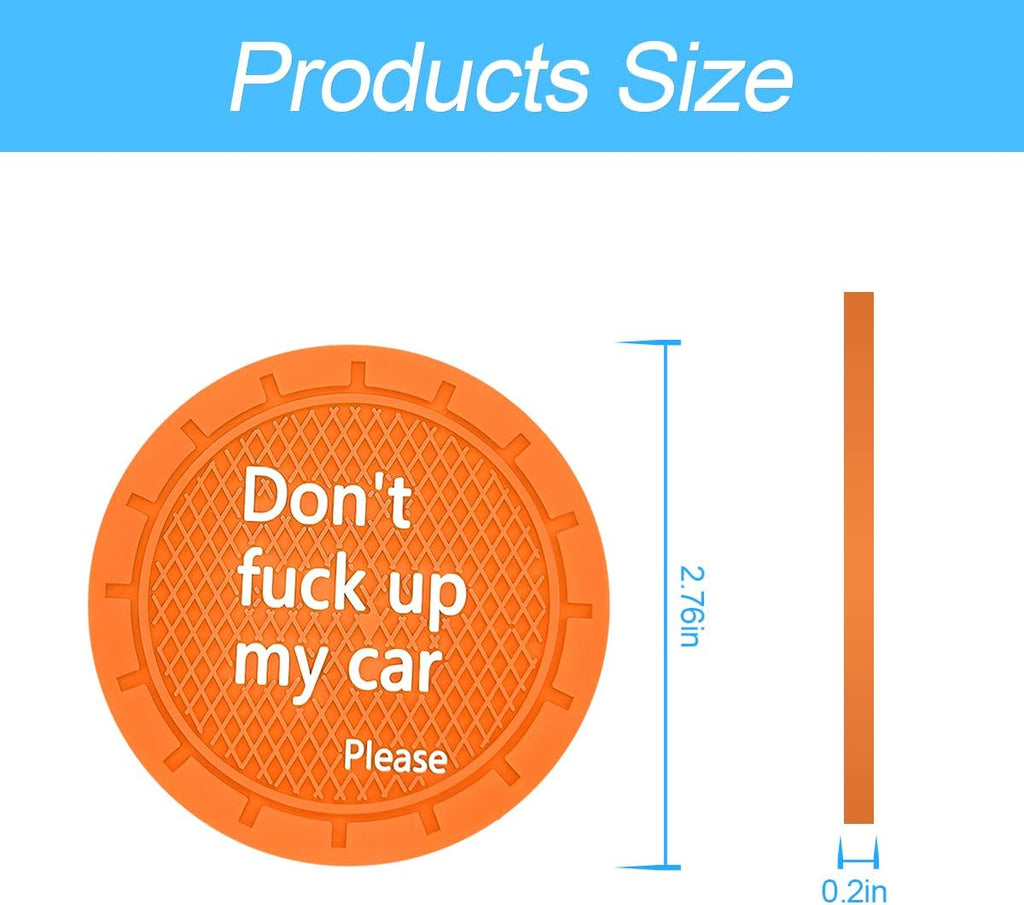 8sanlione Car Cup Coaster, 4Pcs 2.75 Inch Auto Cup Holder Insert Coasters, Anti-Slip Waterproof Embedded Drink Mat, Automotive Interior Accessories for Men and Women (D Orange/4PCS)