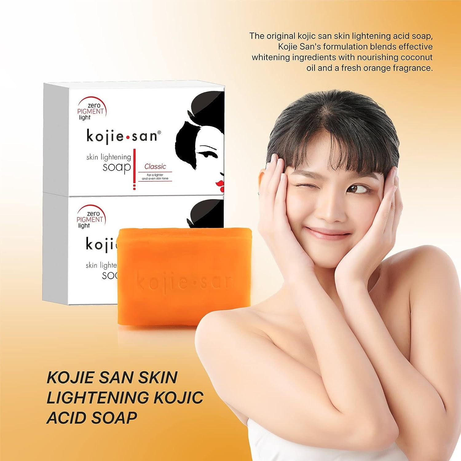 Kojie San Skin Lightening Authentic Kojic Acid Soap Even and Lighten Skin Tone - 1 x 65g Bar