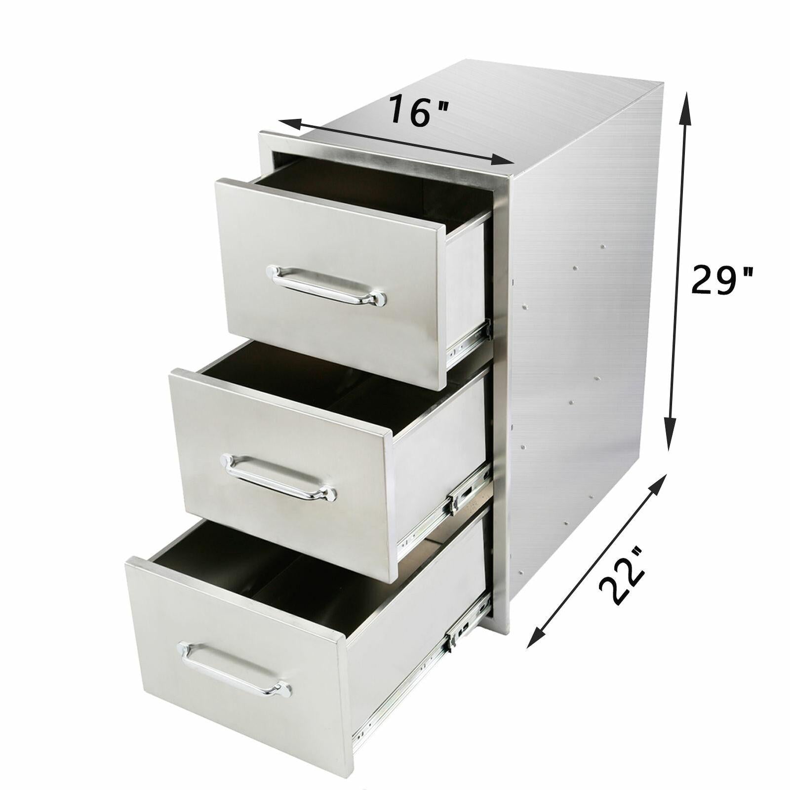 Outdoor Kitchen Island StoraDrawer 16x29x22 Inch BBQ  Triple Drawer