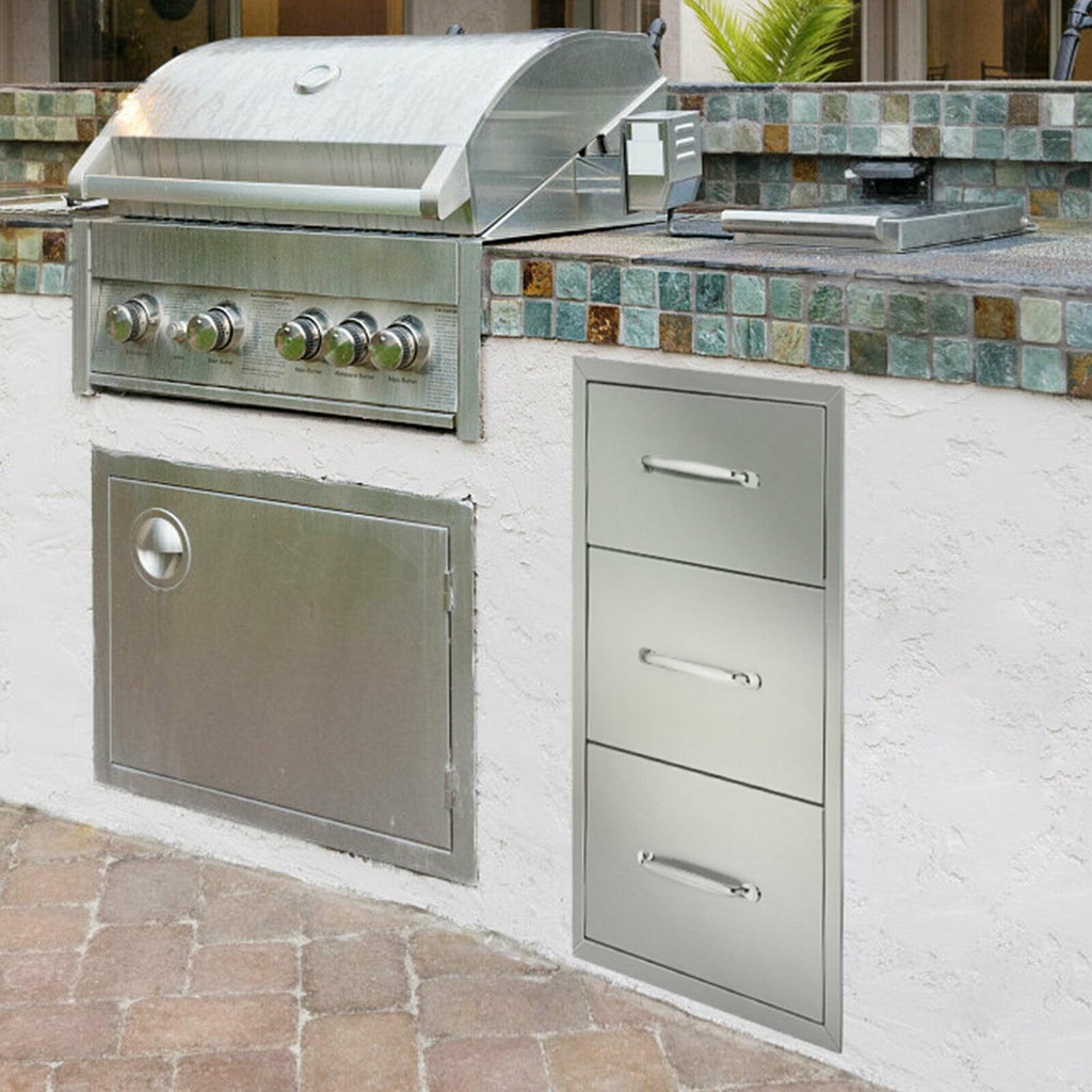 Outdoor Kitchen Island StoraDrawer 16x29x22 Inch BBQ  Triple Drawer