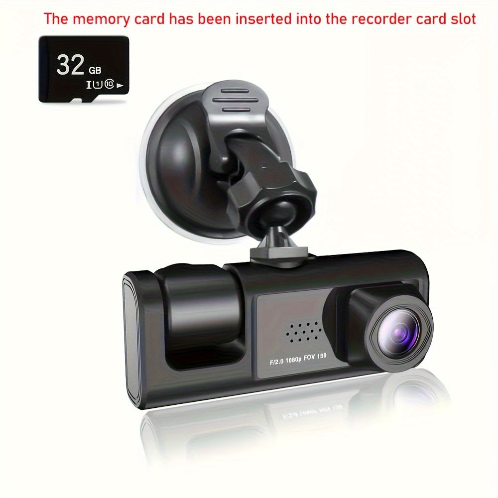 1080P 2 Cameras Dash Cam W/ IR Night Vision, Loop Recording &amp; 2" IPS Screen