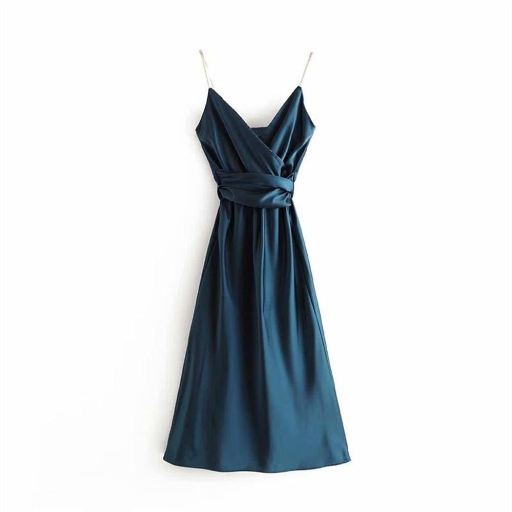sleeveless v neck midi cocktail dress