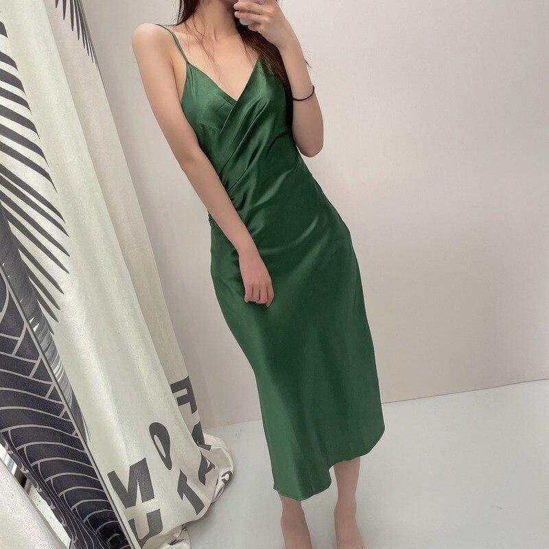 sleeveless v neck midi cocktail dress
