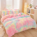 3pcs Y2K Tie Dye Plush Duvet Cover Set ( 1 Duvet Cover + 2 Pillowcase), Soft & Warm Bedding Set