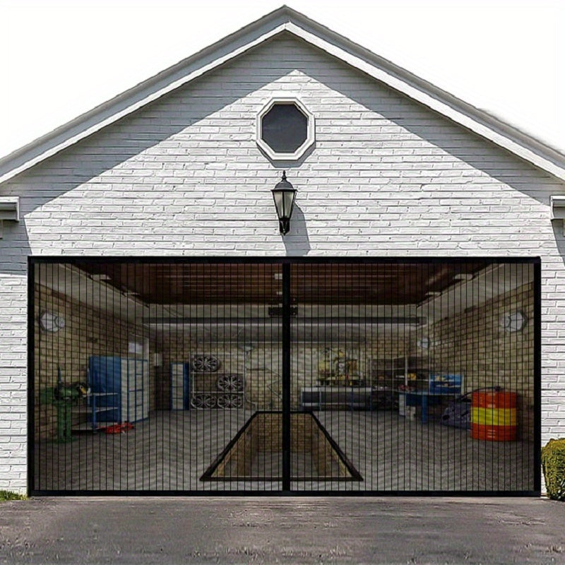 Double GaraScreen Door, 13*6.56FT Magentic GaraDoor Net For 2 Car GaraDoor Screen, Fiberglass GaraScreen Cover Kit, Magnets And Weighted