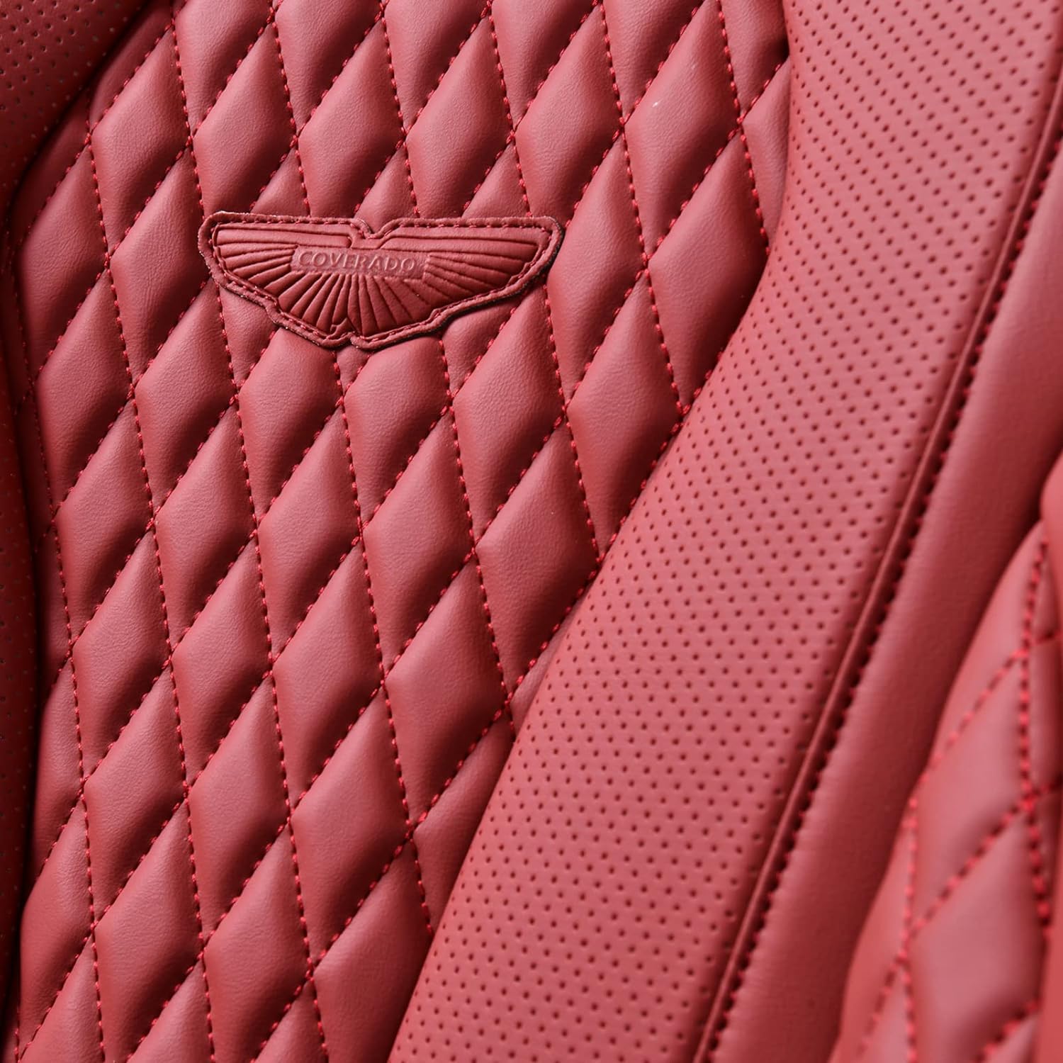 Coverado Leather Seat Covers Full Set, 5 Seats Universal Waterproof Luxury Leatherette Cushions for Cars, Front and Rear Seat Protectors, Auto Seat Covers Fit for Most Vehicles Red