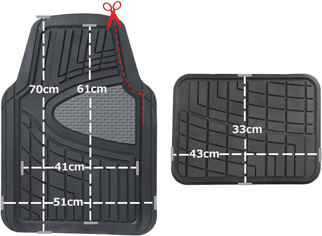FH Group Automotive Floor Mats - Heavy-Duty Rubber Floor Mats for Cars, Universal Fit Full Set, Climaproof &amp; Trimmable Floor Mats for Most Sedan, SUV, Truck, Black