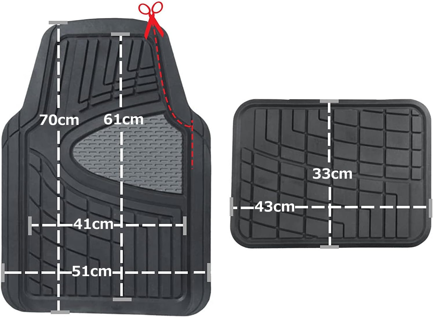 FH Group Automotive Floor Mats - Heavy-Duty Rubber Floor Mats for Cars, Universal Fit Full Set, Climaproof &amp; Trimmable Floor Mats for Most Sedan, SUV, Truck, Black