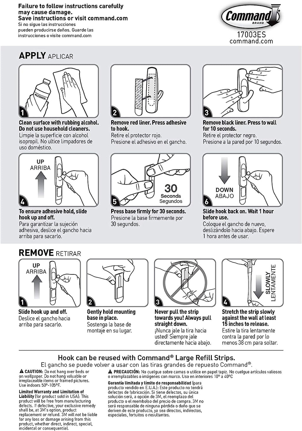 Command Large Utility Hooks, Damage Free Hanging Wall Hooks with Adhesive Strips, No Tools Wall Hooks for Hanging Decorations in Living Spaces, 7 White Hooks and 12 Command Strips