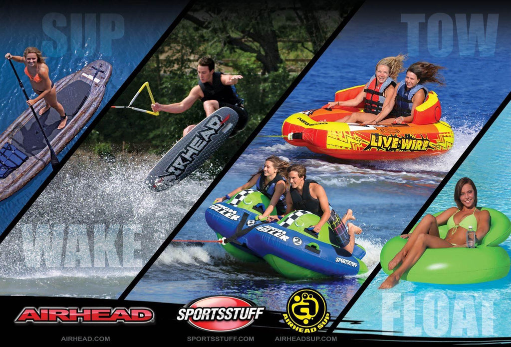 Airhead Riptide 3 Triple Rider Inflatable Boat Towable Backrest Tube (2 Pack)