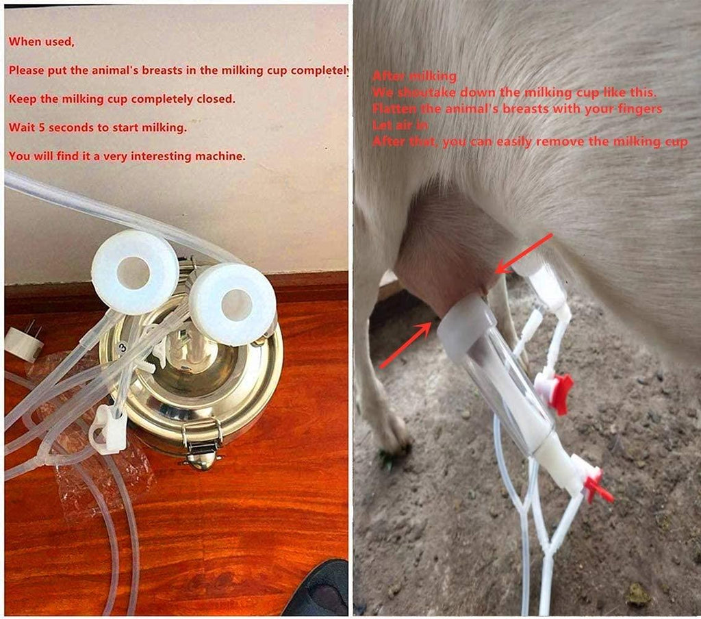Futt 5L Single Bucket Piston Vacuum Pulsation MilMachine for Cows Cattle or Sheep Optional (Cattle)