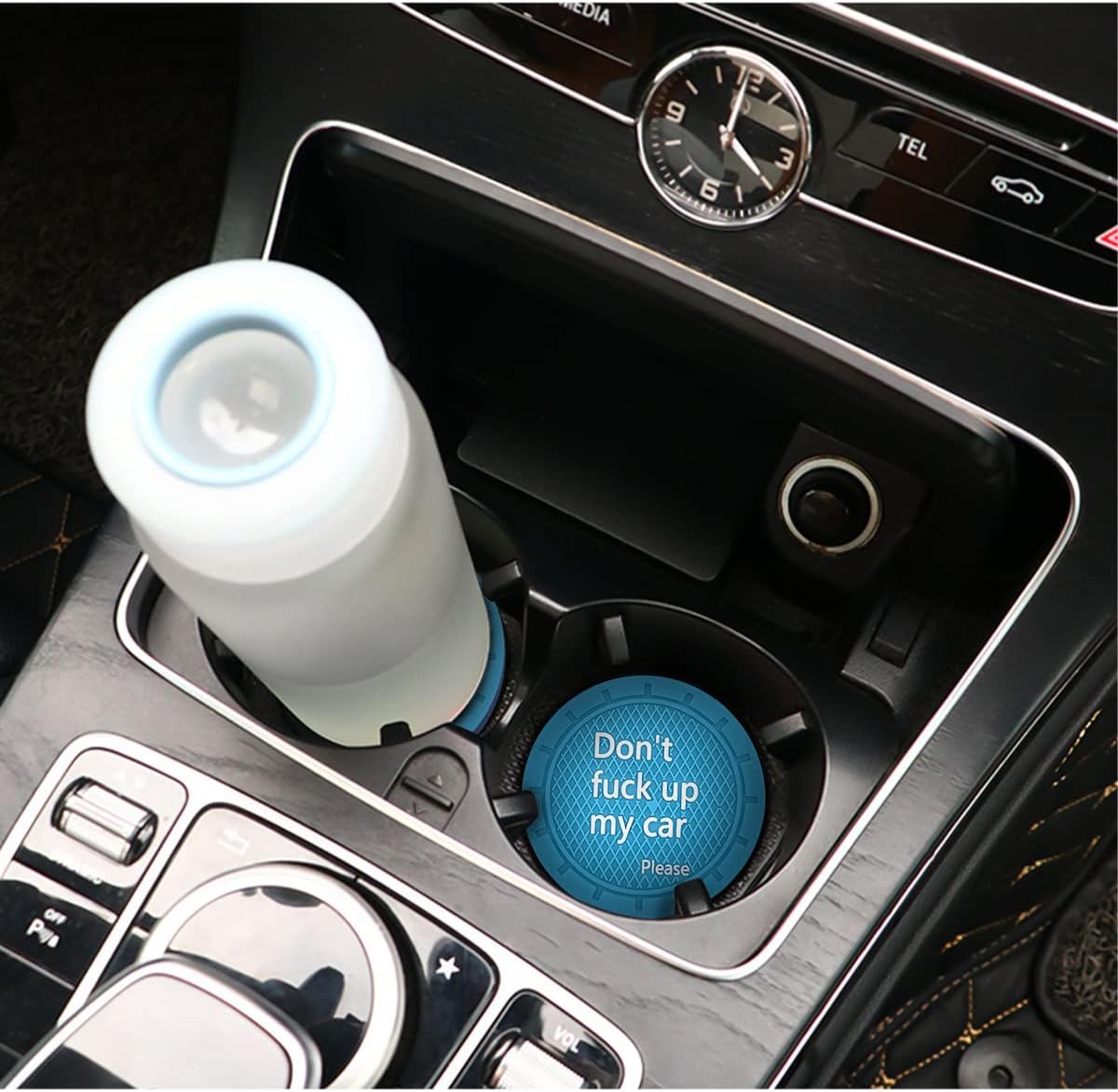 8sanlione Car Cup Coaster, 4Pcs 2.75 Inch Auto Cup Holder Insert Coasters, Anti-Slip Waterproof Embedded Drink Mat, Automotive Interior Accessories for Men and Women (D Light Blue/4PCS)