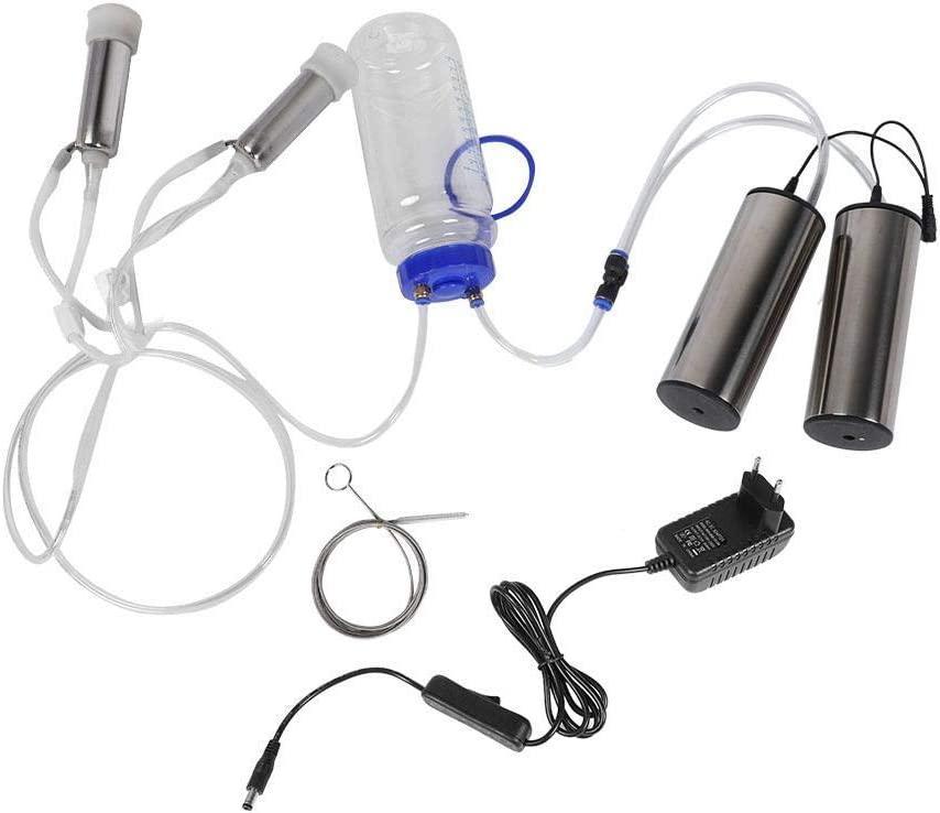 Electric MilMachine Kit, Portable  Steel Milker with 2 Pumps & Brush 2L Minitype Milker Machine for Goat Cow (100-240V)