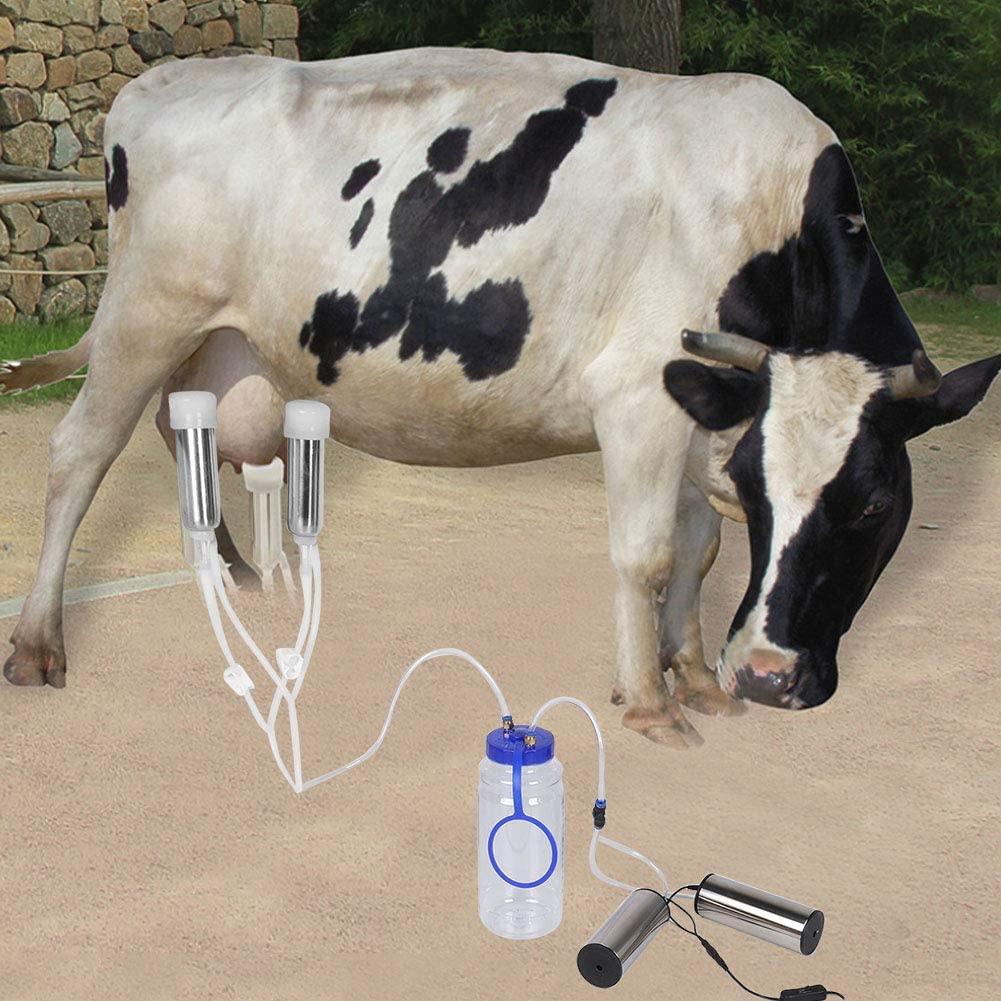 Electric MilMachine Kit, Portable  Steel Milker with 2 Pumps & Brush 2L Minitype Milker Machine for Goat Cow (100-240V)