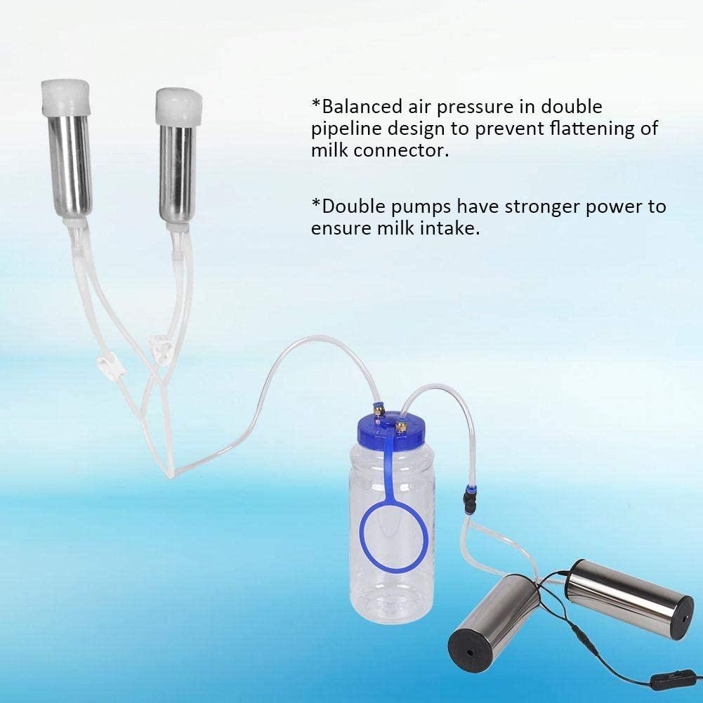 Electric MilMachine Kit, Portable  Steel Milker with 2 Pumps & Brush 2L Minitype Milker Machine for Goat Cow (100-240V)
