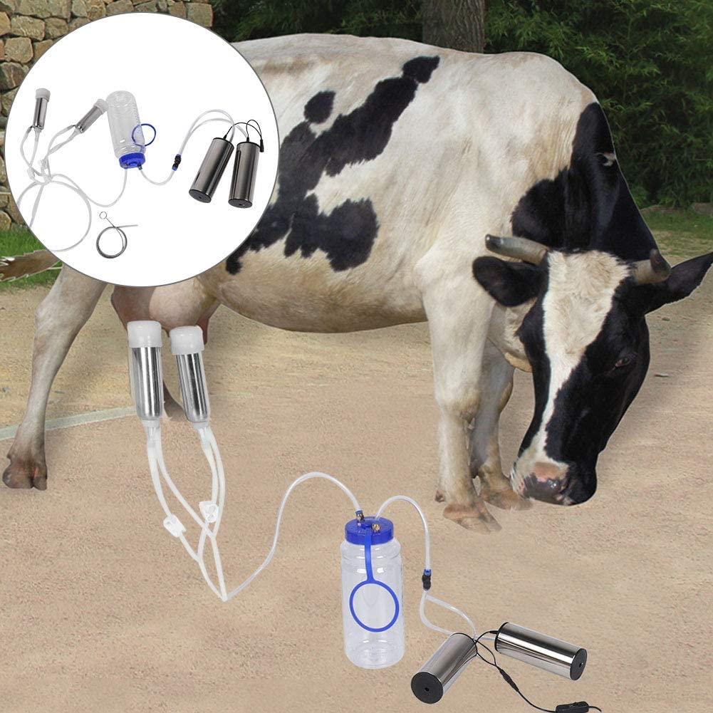 Electric MilMachine Kit, Portable  Steel Milker with 2 Pumps & Brush 2L Minitype Milker Machine for Goat Cow (100-240V)