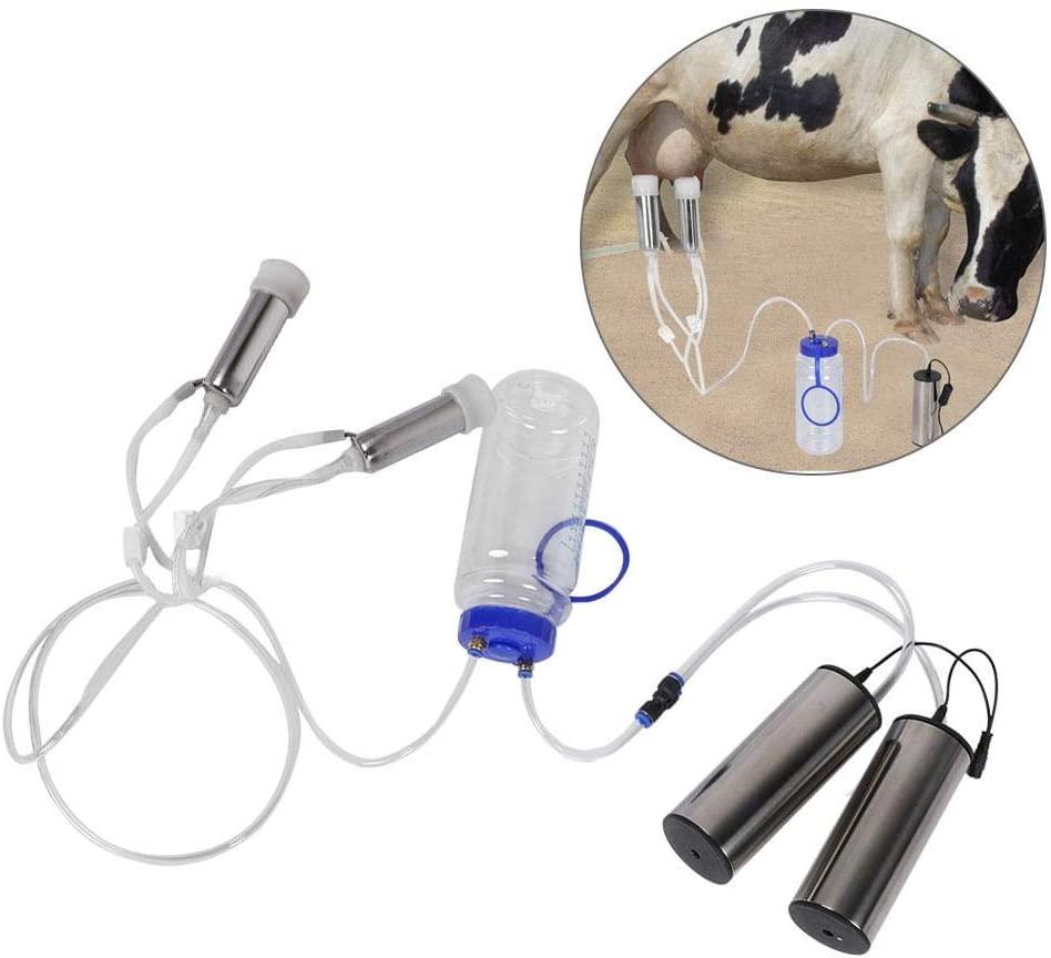 Electric MilMachine Kit, Portable  Steel Milker with 2 Pumps & Brush 2L Minitype Milker Machine for Goat Cow (100-240V)