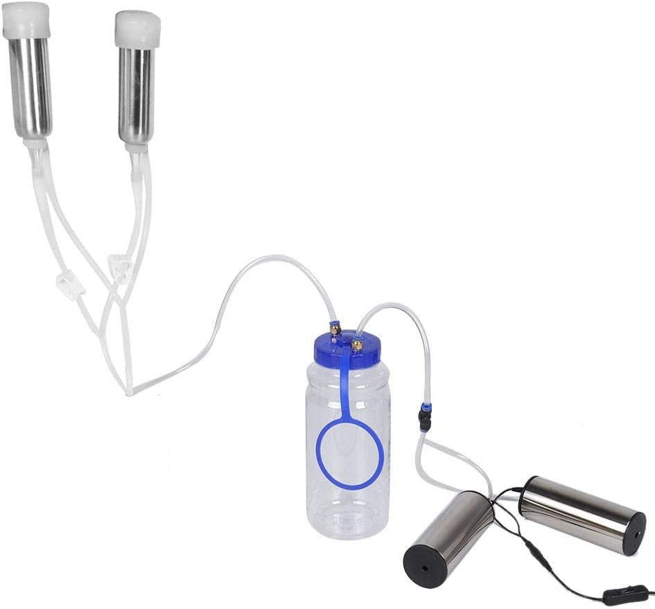 Electric MilMachine Kit, Portable  Steel Milker with 2 Pumps & Brush 2L Minitype Milker Machine for Goat Cow (100-240V)