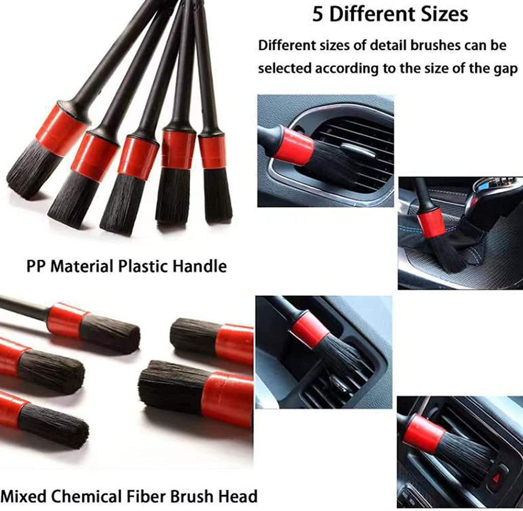 26Pcs Car Detailing Brush Set, Car Detailing Kit, Car Drill Brush/Wheel Brushes/Air Vent Brush/Buffing SponPads Kit/Washing Mitt/Cleaning Cloth