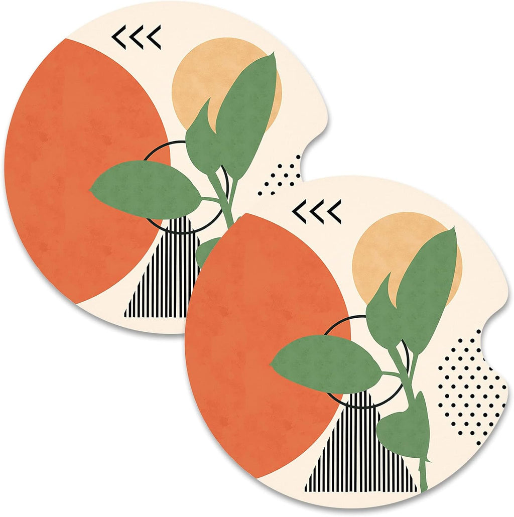 Nipichsha Car Cup Holder Coasters, Car Coasters for Cup Holders, 2 Pack Anti Slip Insert Coasters, Rubber Car Cup Mat with A Finger Notch, Cute Car Interior Accessories for Women (Modern Abstract Art)