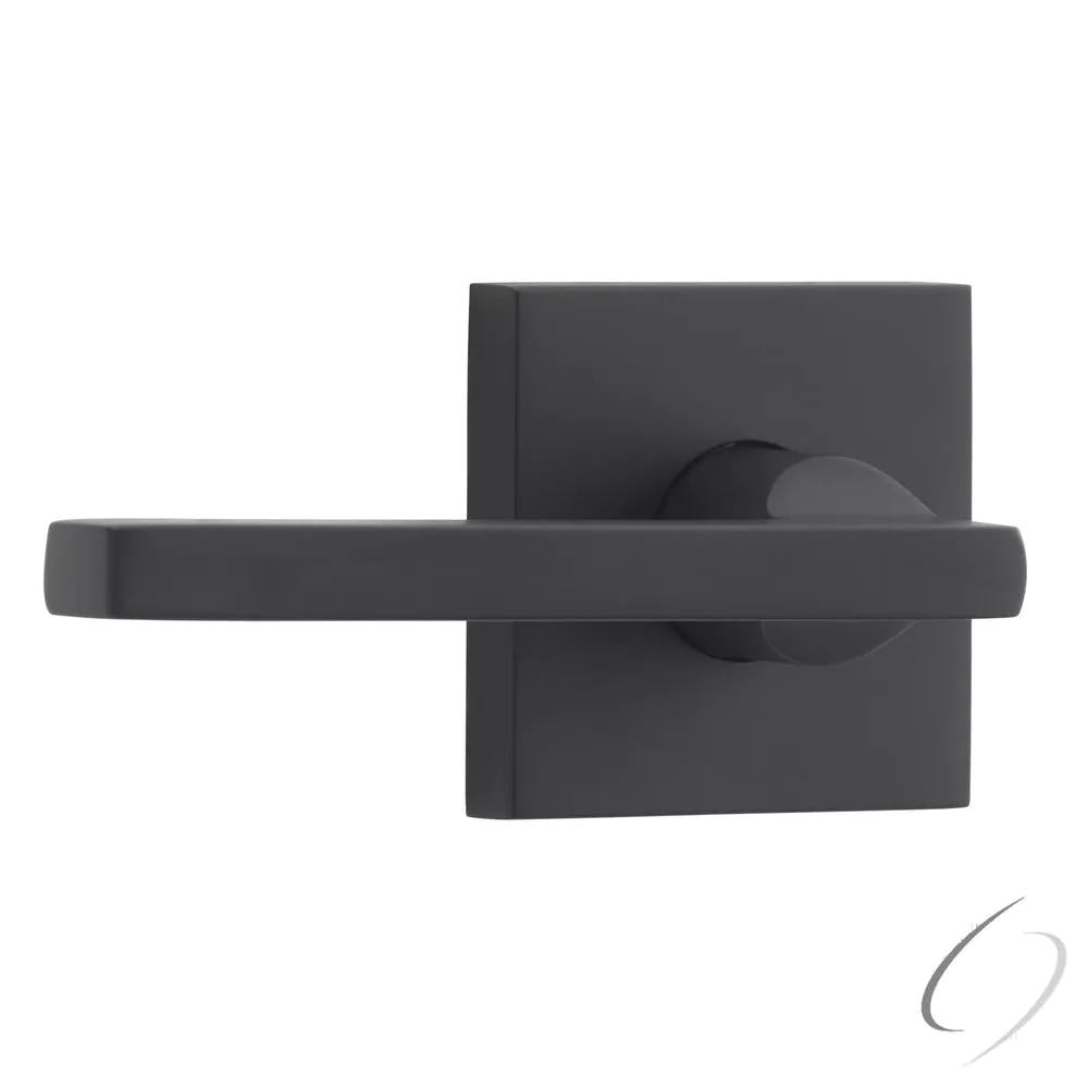 Reserve Square Satin Black Universal Hall/Closet Door Lever with Contemporary Square Rose