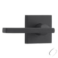 Reserve Square Satin Black Universal Hall/Closet Door Lever with Contemporary Square Rose