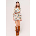 backless pleated long sleeve mini dress