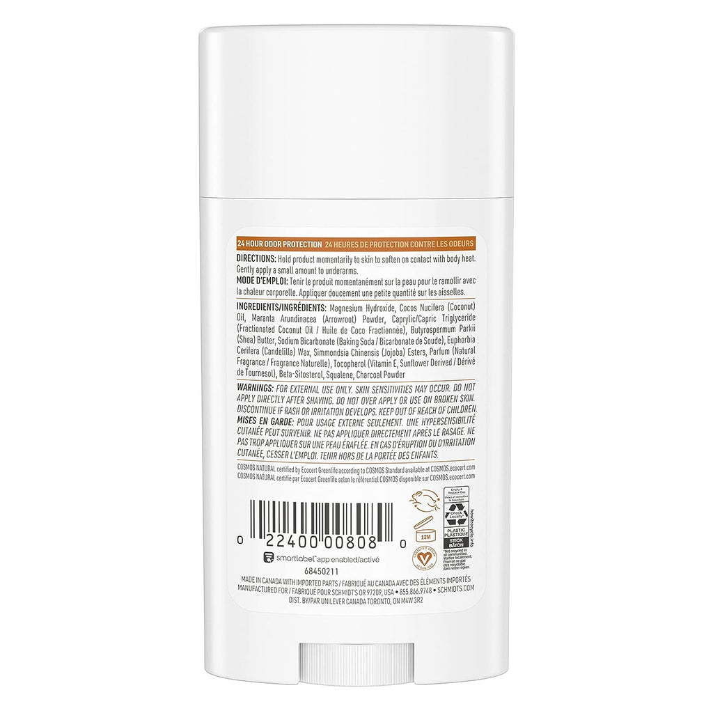 Schmidt's Aluminum Free Natural Deodorant for Women and Men, Sandalwood and Citrus with 24 Hour Odor Protection, Certified Natural, Vegan, Cruelty Free, 2.65 oz Pack of 2
