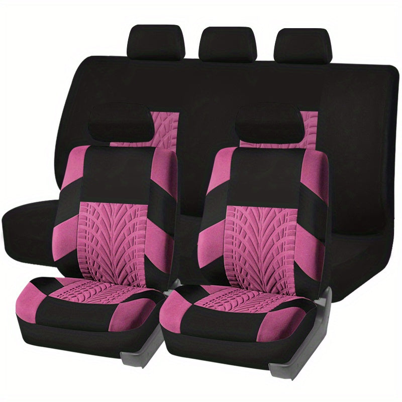 Car Seat Covers, Polyester Full Set Universal Seat Protector Decoration Thick Foam (1bag Of Metal Hooks Put In One Of The Headrest Covers）
