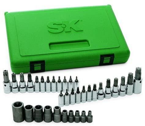SK Hand Tool 19763 1/4", 3/8" and 1/2" Drive TORX Bit Socket Bit (35 Piece)