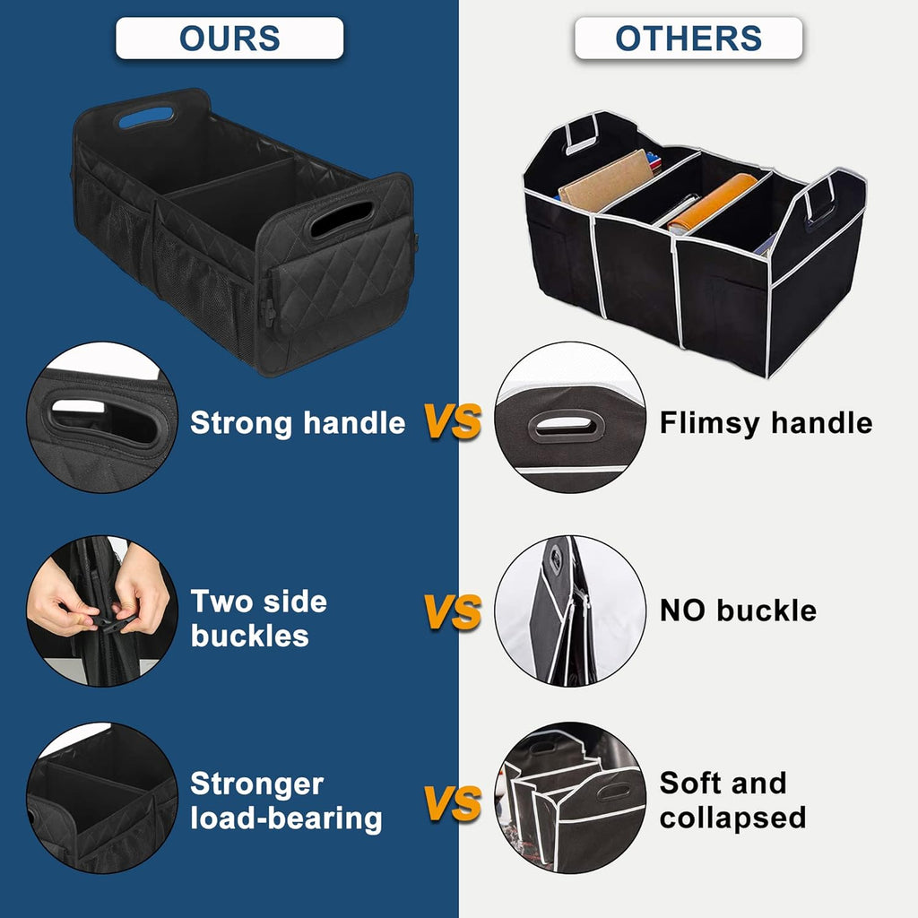 Deosk Car Trunk Organzier and Storage with 6 Big Pocket,Car Accessories for Women/Men 70L Waterproof Polyester Trunk Organzier for Car/SUV/Minivan/Truck(Large, Black)