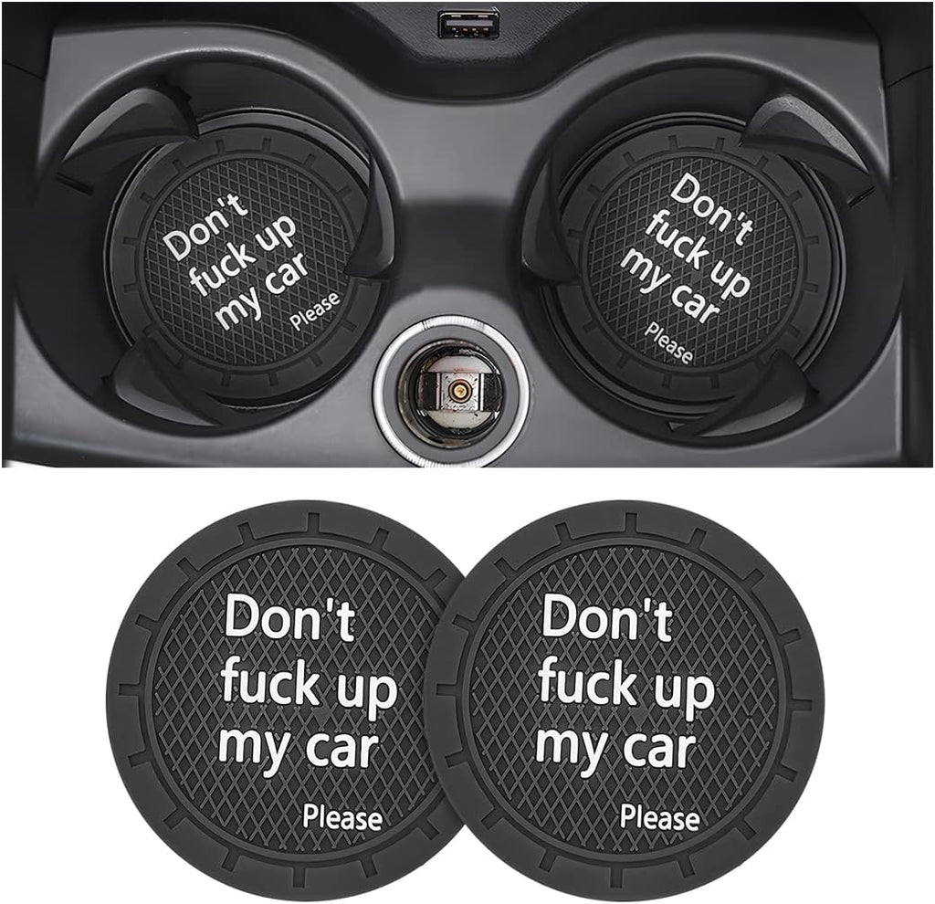 8sanlione 2 Pack Car Cup Holder Coasters, 2.75 Inch Non-Slip PVC Insert Cup Coaster, Anti-Scratch Auto Cup Mats for Women Men, Vehicle Interior Accessories Universal for Car, SUV, Truck (D Black/2PCS)