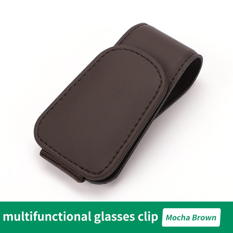 Car Visor Sunglass Holder, Magnetic PU Leather Glasses Eyeglass Hanger Clip For Car Sunglasses Holder And Ticket Card Clip For Car Visor Accessories